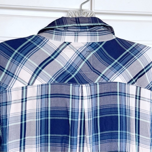 RAILS CARMEN RAYON Blue PLAID BUTTON DOWN SHIRT XS - Picture 8 of 13
